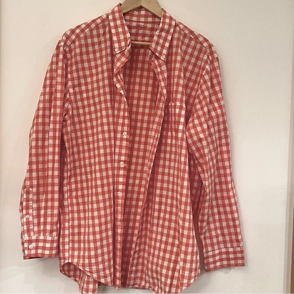 ✅ J‎. Crew XL Cotton lightweight Plaid checkered Long Sleeve Button Down Shirt
